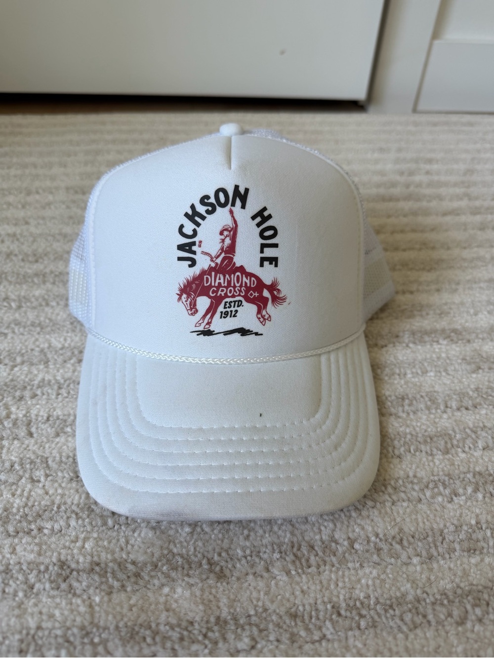 Diamond Cross White Trucker Hat